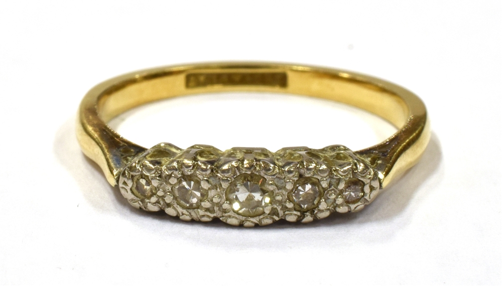 A VINTAGE 18CT GOLD PLATINUM DRESS RING the ring marked 18ct plat, ring size M ½, weight 2.4grams