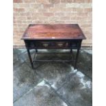 AN OAK SIDE TABLE with single frieze drawer H 73cm x W 96cm x D 58cm