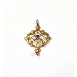 AN ART NOUVEAU 9CT GOLD A ALMANDINE PENDANT the pendant measuring approx. 4cm in length and weighing