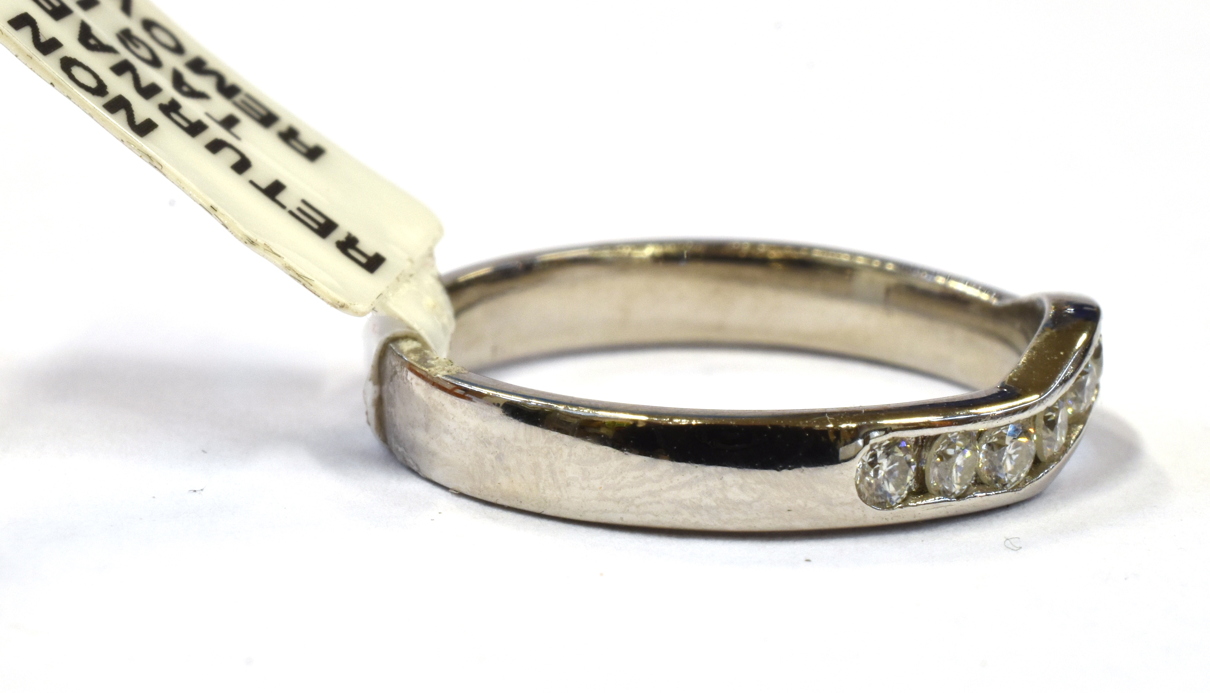 A PLATINUM AND MOISSANITE WISHBONE RING boxed and certified, marked 950 Birmingham, ring size L, - Image 3 of 5