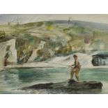 CHRIS WATKISS (20TH CENTURY) Four angling related watercolours Uniformly framed and glazed Three