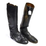 PAIR OF GENTLEMAN'S BLACK LEATHER TOP RIDING BOOTS size 9