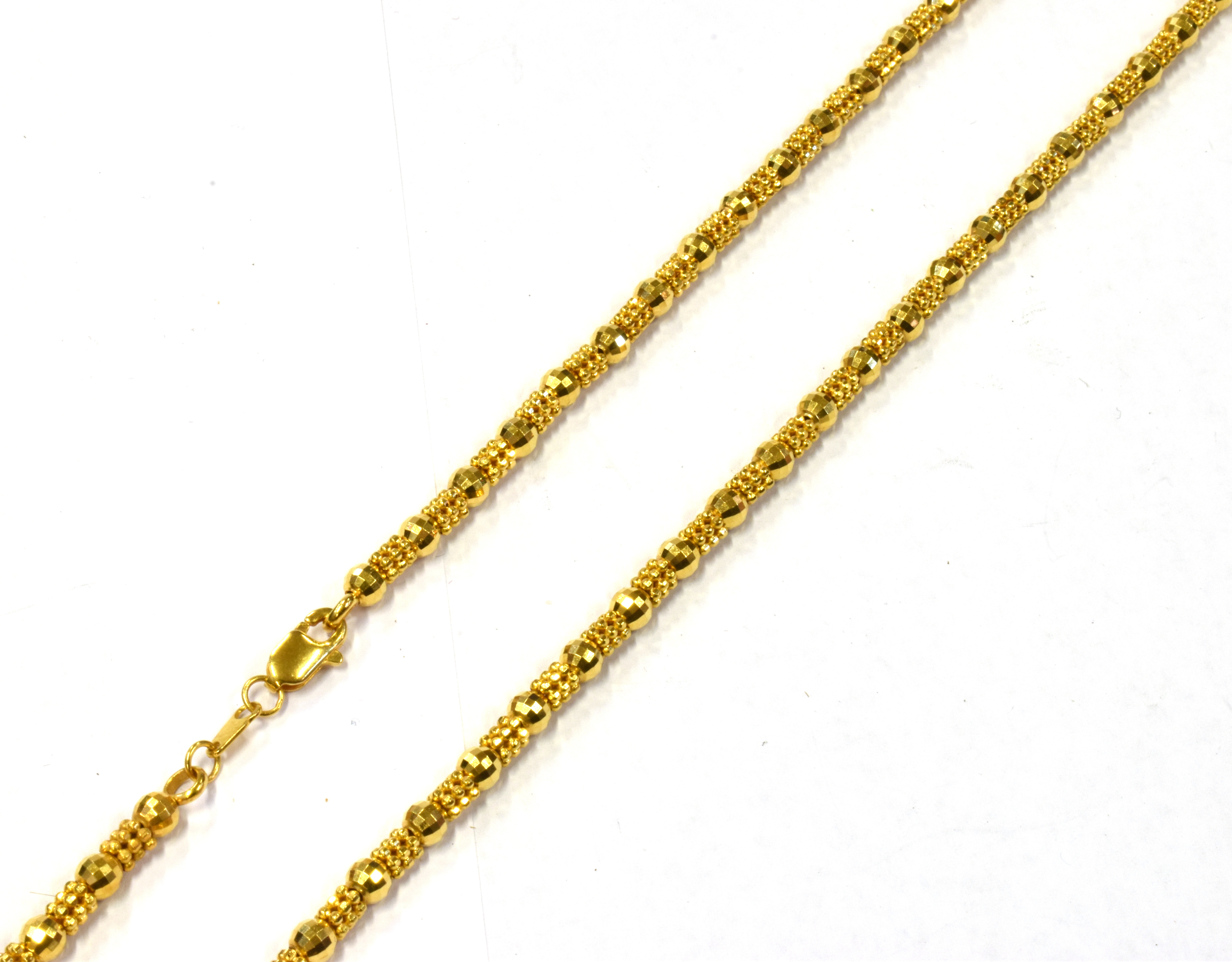 AN ARABIAN GOLD FANCY LINK NECKLACE stamped 21KT, complete with box, necklace length approx. 54cm, - Image 3 of 3
