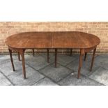 19TH CENTURY MAHOGANY EXTENDING DINING TABLE with a pair of demi lune ends, H 74cm x W 122cm