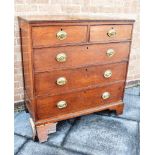 AN OAK CHEST OF TWO SHORT OVER THREE LONG GRADUATING DRAWERS, H 102cm x W 90cm x D 51cm Condition