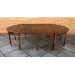 19TH CENTURY MAHOGANY EXTENDING DINING TABLE centre drop flap table and with a pair of demi-lune