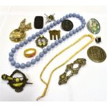 A COLLECTION OF EARLY TO MID 20TH CENTURY JEWELLERY To include two silver and marcasite brooches,