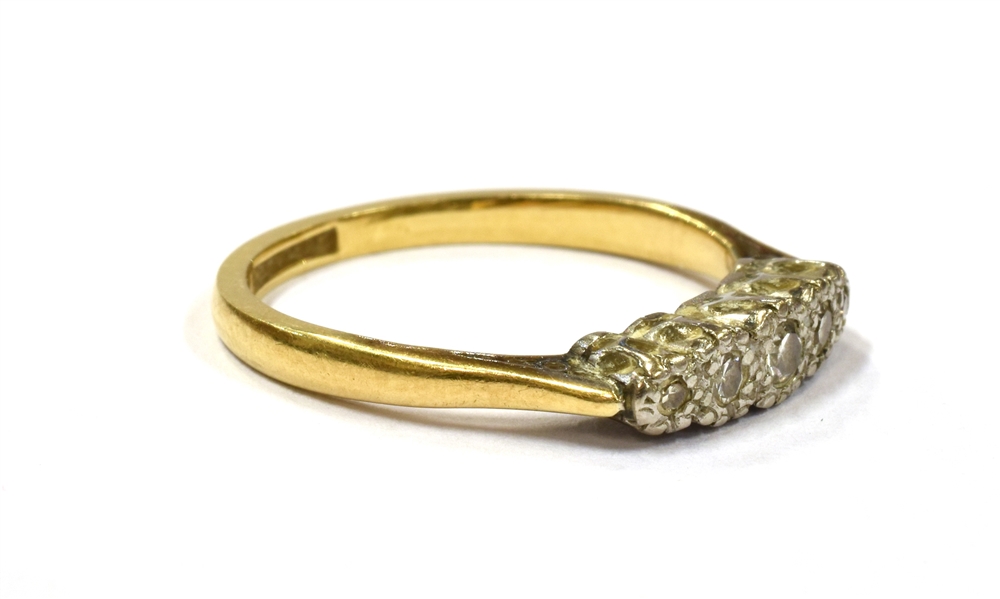 A VINTAGE 18CT GOLD PLATINUM DRESS RING the ring marked 18ct plat, ring size M ½, weight 2.4grams - Image 2 of 3