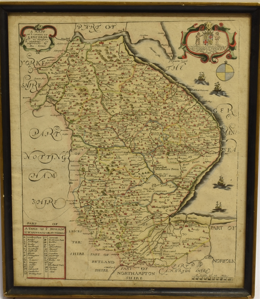[MAP]. LINCOLNSHIRE Blome, Richard (English, 1635-1705), 'A Mapp of ye County of Lincolne, with