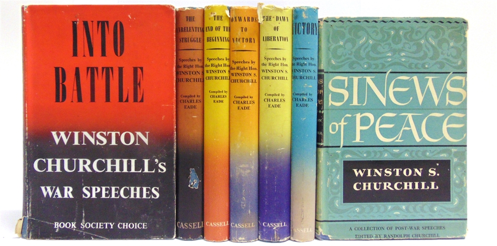 [HISTORY]. WINSTON CHURCHILL Churchill, Winston. War Speeches, six volumes, comprising Into