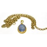 AN 18CT GOLD OPAL TRIPLET PENDANT PIECE with a 9ct gold belcher chain, the opal pendant of oval