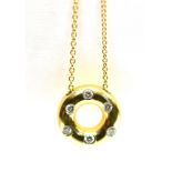 TIFFANY & CO AN 18CT GOLD AND DIAMOND TIFFANY & CO DIAMOND CIRCLE PENDANT NECKLACE the