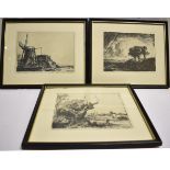 AFTER REMBRANDT VAN RIJN 'The Three Trees', 'De Omval', 'The Windmill' Three etchings Inscribed in
