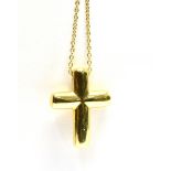 TIFFANY & CO AN 18CT GOLD AND DIAMOND TIFFANY & CO CROSS AND NECKLACE the cross set with four tiny