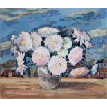 GRETA CONSTANCE DELF LINES (1917-2008) 'Chrysathemums' Oil on canvas Signed lower right, titled