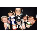 A GROUP OF ROYAL DOULTON AND OTHER CHARACTER JUGS: Double sided jug D6698 'Ulysses S Grant/Robert