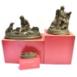 TWO LIMITED EDITION DAVID HUGHES SCULPTURES and a paperweight, all boxed
