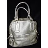 A LONGCHAMP, PARIS DESIGNER LADY'S TOTE BAG in silver sparkled steel grey, with numerous internal