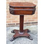 VICTORIAN MAHOGANY SEWING TABLE the hinged top of octagonal form opening to reveal a lift out