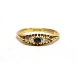 AN 18CT GOLD EARLY 20TH CENTURY DIAMOND AND SAPPHIRE DRESS RING Hallmarked for Birmingham 1911, ring