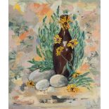 GRETA CONSTANCE DELF LINES (1917-2008) Still Life with vase, flowers and pebbles Oil on board Signed