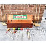 JAQUES CROQUET SET complete with hoops, mallets and balls, boxed