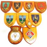 MILITARIA - TEN ASORTED PLAQUES most hand-painted, including those of The King's Troop, Royal