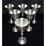 A COLLECTION OF SIX SILVER VINTAGE GOBLETS standing approx 15.5cm high, rim diameter 7.5cm