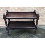 A MAHOGANY TWO TIERED BUFFET H 89cm x W 112cm x D 48cm