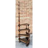 SET OF LIBRARY SPIRAL LIBRARY STEPS of four rung configuration each with leather and gilt insert,