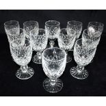 A SET OF TWELVE WATERFORD CRYSTAL 'BOYNE' PATTERN WINE GLASSES 11cm high all in good condition