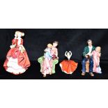 FOUR ROYAL DOULTON FIGURES: HN3456 'Grandpas Story', HN3457 'When I was Young', HN1834 'Top o' the