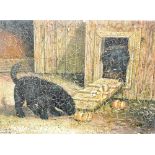 J GROOTH (19TH CENTURY CONTINENTAL SCHOOL) Puppies in the Henhouse Oil on panel Signed lower left