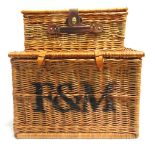 A FORTNUM & MASON WICKER HAMPER 39cm high, 65cm wide (inclusive of carrying handles), 43cm deep;