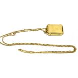 A 9CT GOLD VINTAGE RECTANGULAR LOCKET AND CHAIN The locket measuring approx. 2cm x 1.5cm, hallmarked