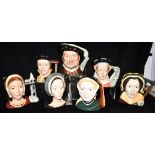 A SET OF SEVEN ROYAL DOULTON CHARACTER JUGS OF HENRY VIII AND HIS SIX WIVES: D6642 'Henry VIII',