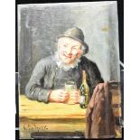 C STOITZNER (LATE 19TH/EARLY 20TH CENTURY) Study of a bearded peasant drinking wine Oil on panel