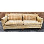 A DURESTA KNOLE STYLE DROP END SOFA in yellow upholstery H 87cm x W 224cm x D 104cm