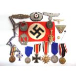 ASSORTED GERMAN THIRD REICH MEDALS, BADGES & OTHER ITEMS including an Iron Cross, 2nd Class; War