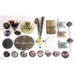 ASSORTED GERMAN THIRD REICH BADGES & OTHER ITEMS including an aluminium SA Gruppe Franken sports