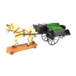 A MODEL OF A HORSE AND IRISH JAUNTING CAR late 19th or early 20th century, the dappled grey horse
