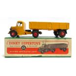 A DINKY NO.521, BEDFORD ARTICULATED LORRY yellow with black mudguards and red ridged hubs, very good