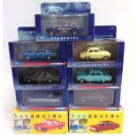 NINE 1/43 SCALE VANGUARDS DIECAST MODEL CARS all Fords, each mint or near mint (some with possible