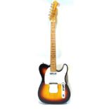 A FENDER TELECASTER UNBRANDED COPY ELECTRIC GUITAR the solid body with twin pick-ups and a chrome