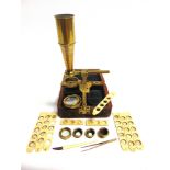 AN EARLY 19TH CENTURY GOULD TYPE LACQUERED BRASS POCKET MICROSCOPE, CARY, LONDON circa 1830, the