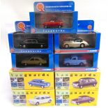 NINE 1/43 SCALE VANGUARDS DIECAST MODEL VEHICLES comprising B.M.C. cars (8) and a light