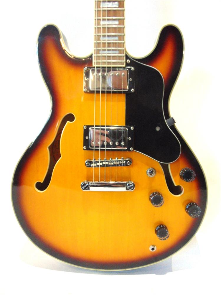 A GIBSON ES335 SLIMLINE ARCHTOP UNBRANDED COPY ELECTRIC GUITAR with a semi-hollow body, in tobacco - Image 3 of 3