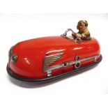 A LINDSTROM [U.S.A.] SKEETER BUG TINPLATE BUMPER CAR circa 1930s, red, with a clockwork motor,