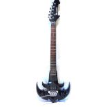 A DIMAVERY AXE-STYLE ELECTRIC GUITAR the solid body with a licensed 'Floyd Rdse' tremolo system,