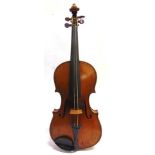A VIOLIN with a 39cm two-piece back, labelled 'Manufactured in Berlin / Copy of / Joseph